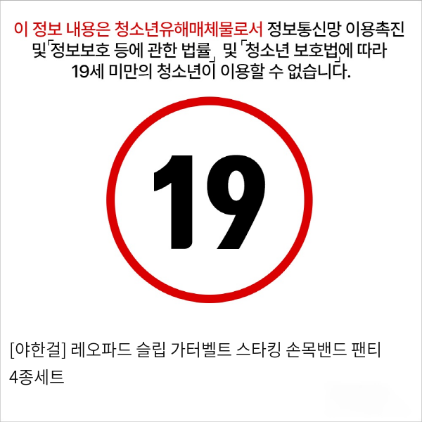 [야한걸] 레오파드 슬립 가터벨트 스타킹 손목밴드 팬티 4종세트